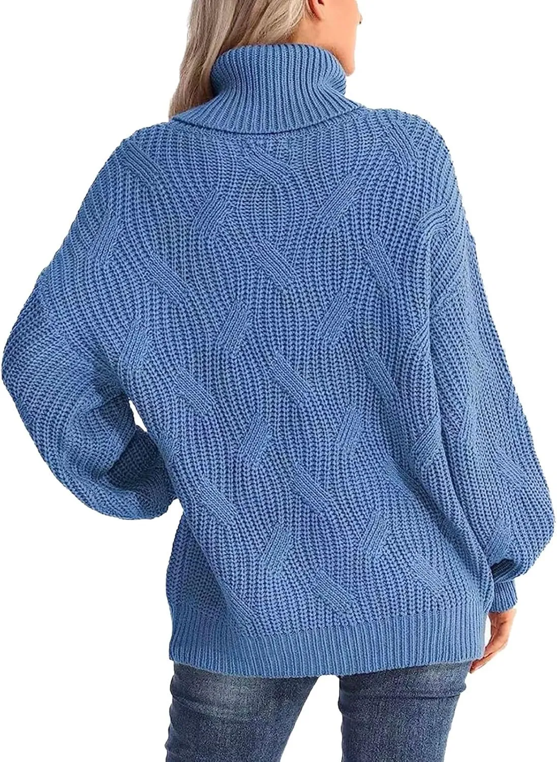 Turtleneck Sweater Women Oversized Knit Pullover Sweater for Women Winter Chunky Knitted Tops