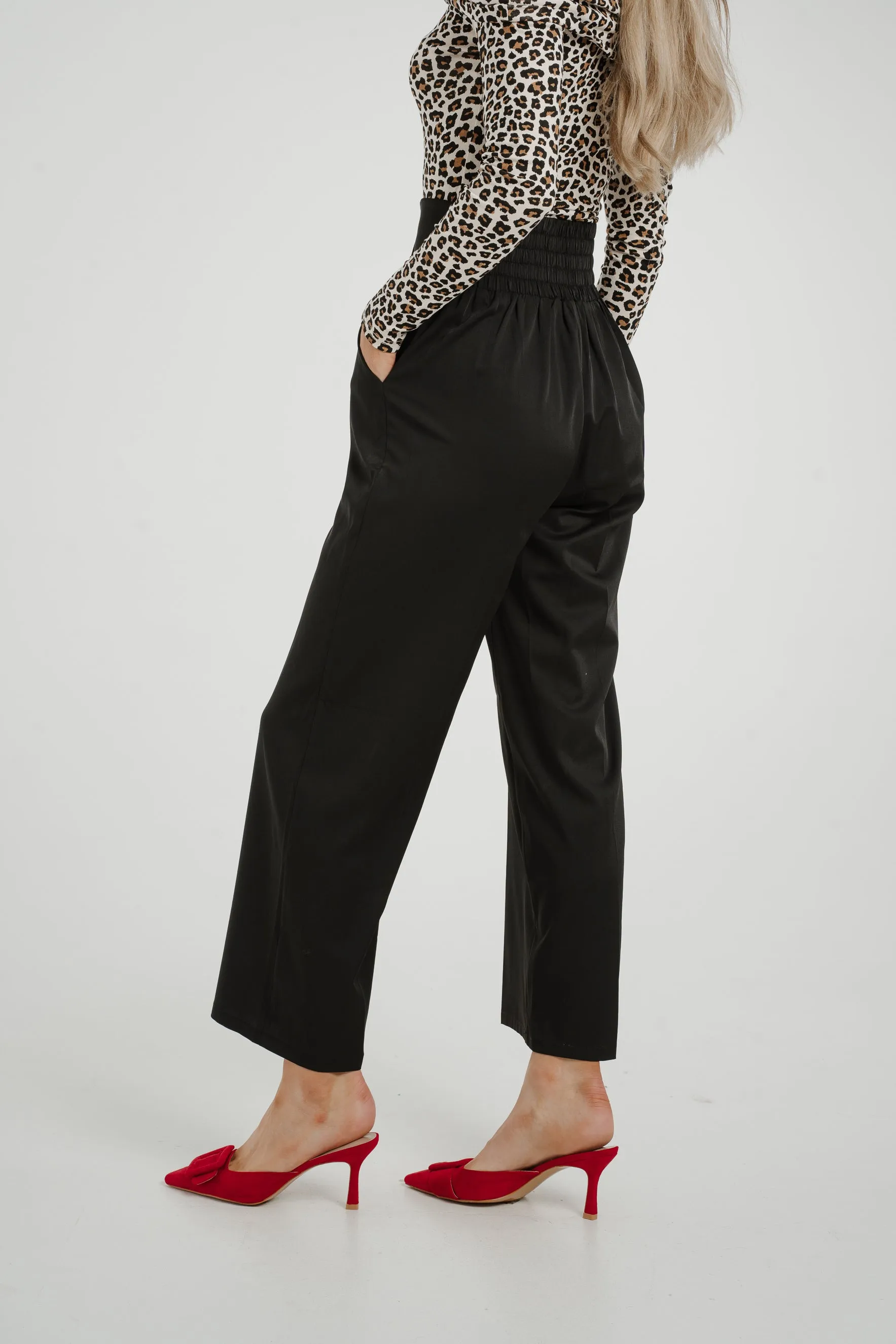 Willow Fitted Waist Trousers In Black