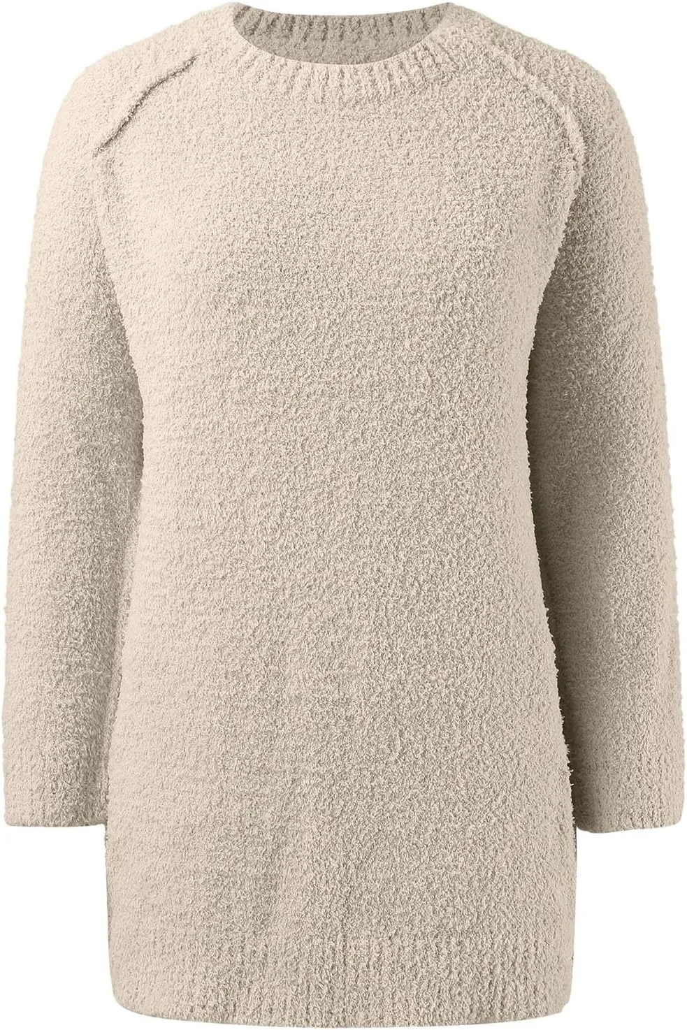 Womens Oversized Knit Sweater Creweneck Fleece Sweater Knit Chunky Loose Pullover Round Neck Plush Sweater