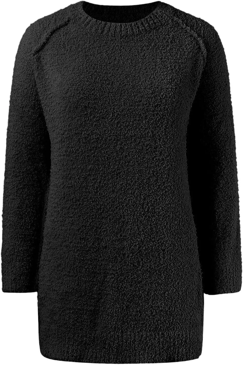 Womens Oversized Knit Sweater Creweneck Fleece Sweater Knit Chunky Loose Pullover Round Neck Plush Sweater