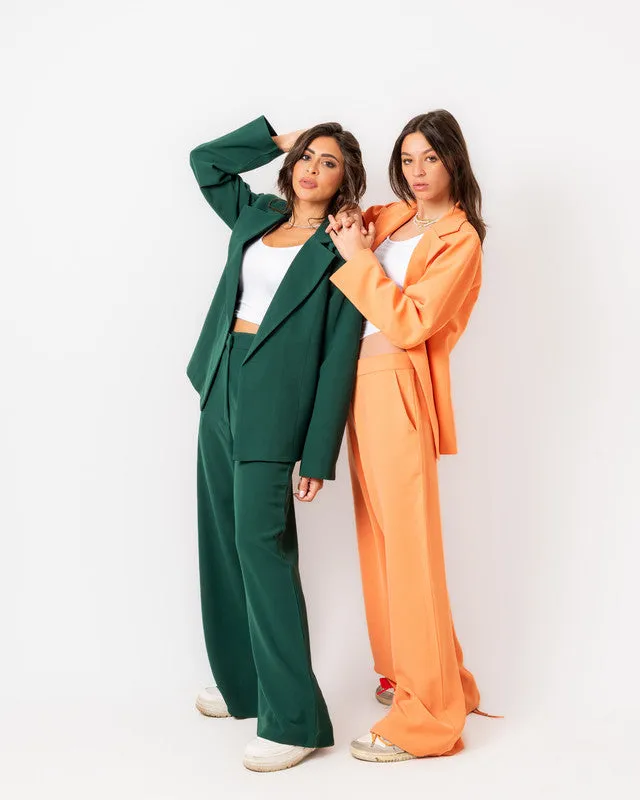 Women's Pure Crepe Mila Blazer Suit Set - Elegant Green Blazer & Pants - Made in Egypt