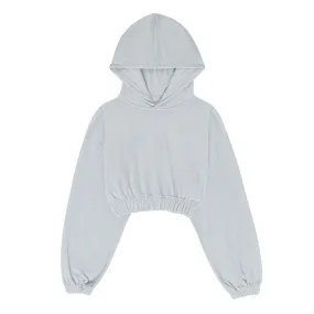 WOMENS TERRY CLOTH CROPPED HOODIE