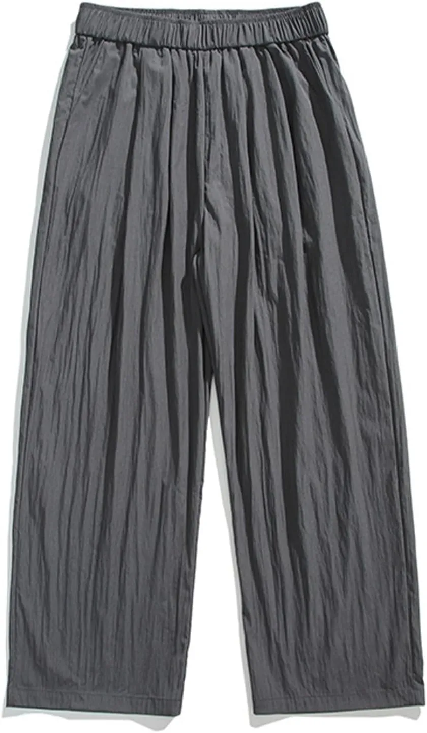 Work Pants for Men Elastic Waist Casual Pants Loose Fit Wide Leg Pants Lightweight Comfortable Plus Size Sweatpants